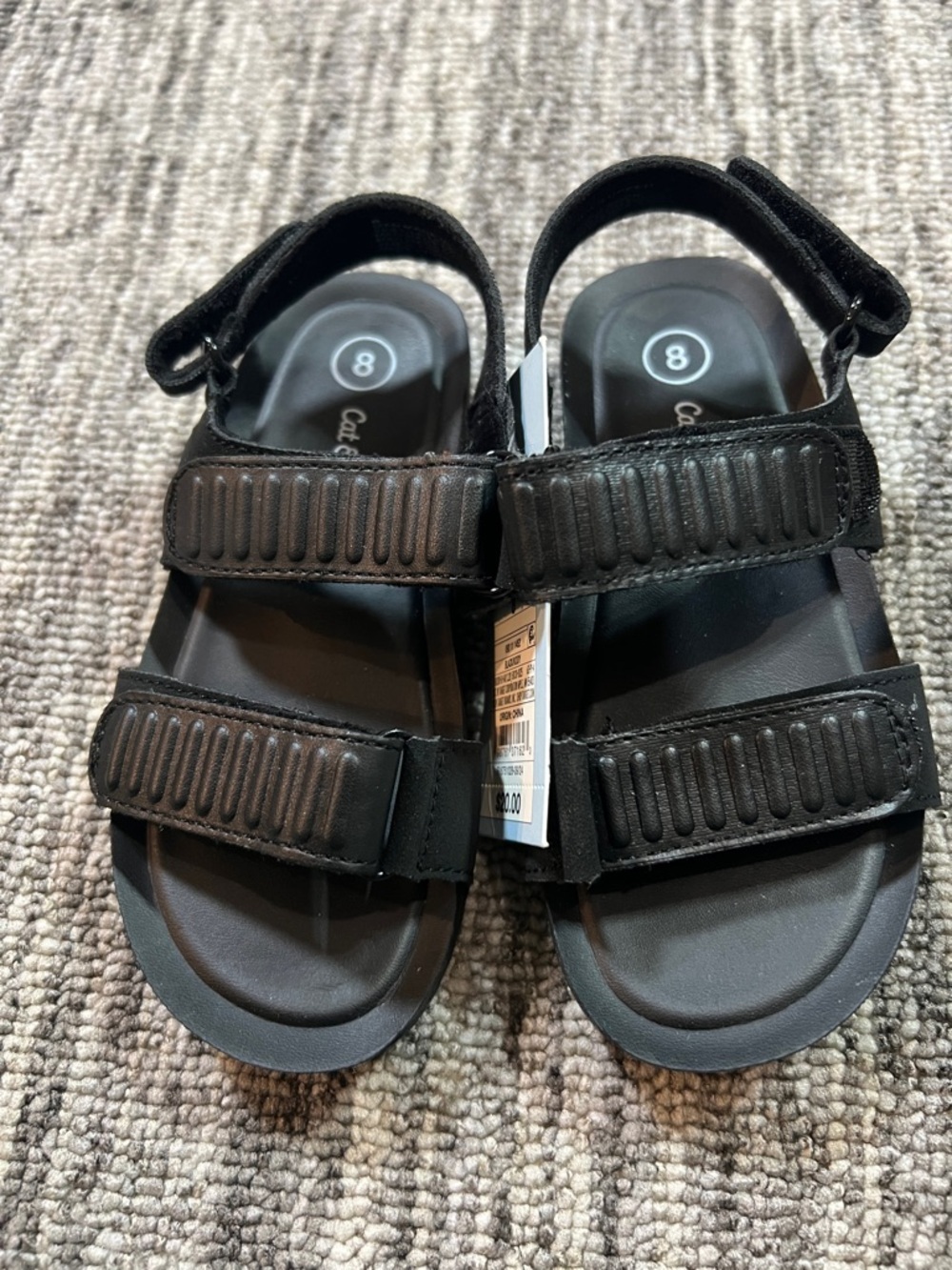 Cat & Jack - Black Adjustable Hook-and-Loop Comfort Sandals Size 8 - Picture 1 of 6